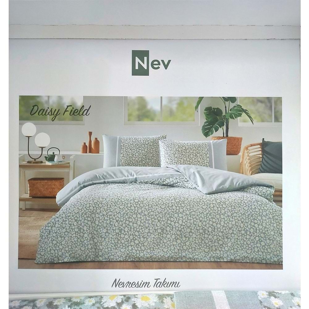 Özdilek Nev Serisi -Mint Daisy Field- Tek Kişilik Nevresim Takımı