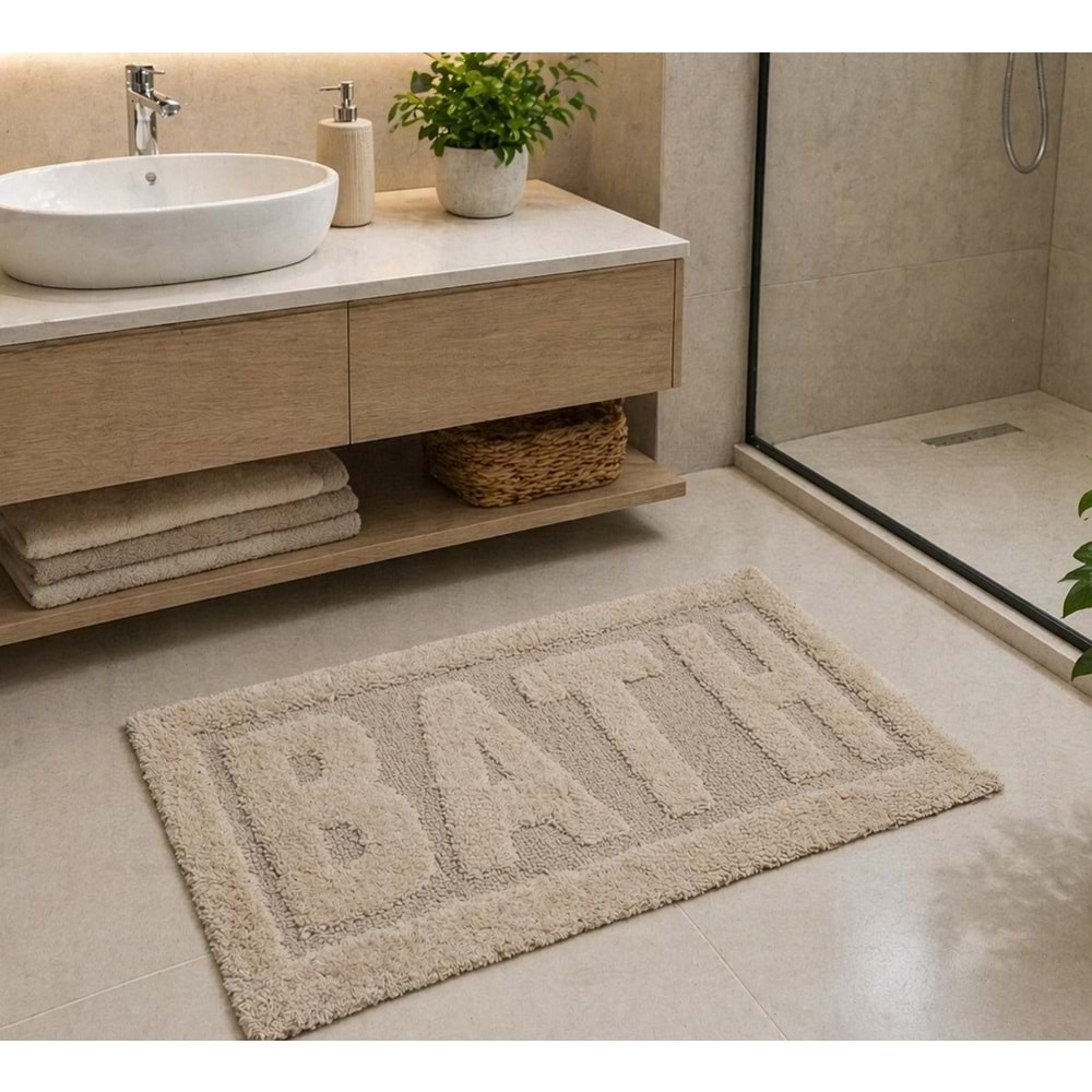 Özdilek Tufting Bath Su Emici Banyo Paspası (50x80)-Bej