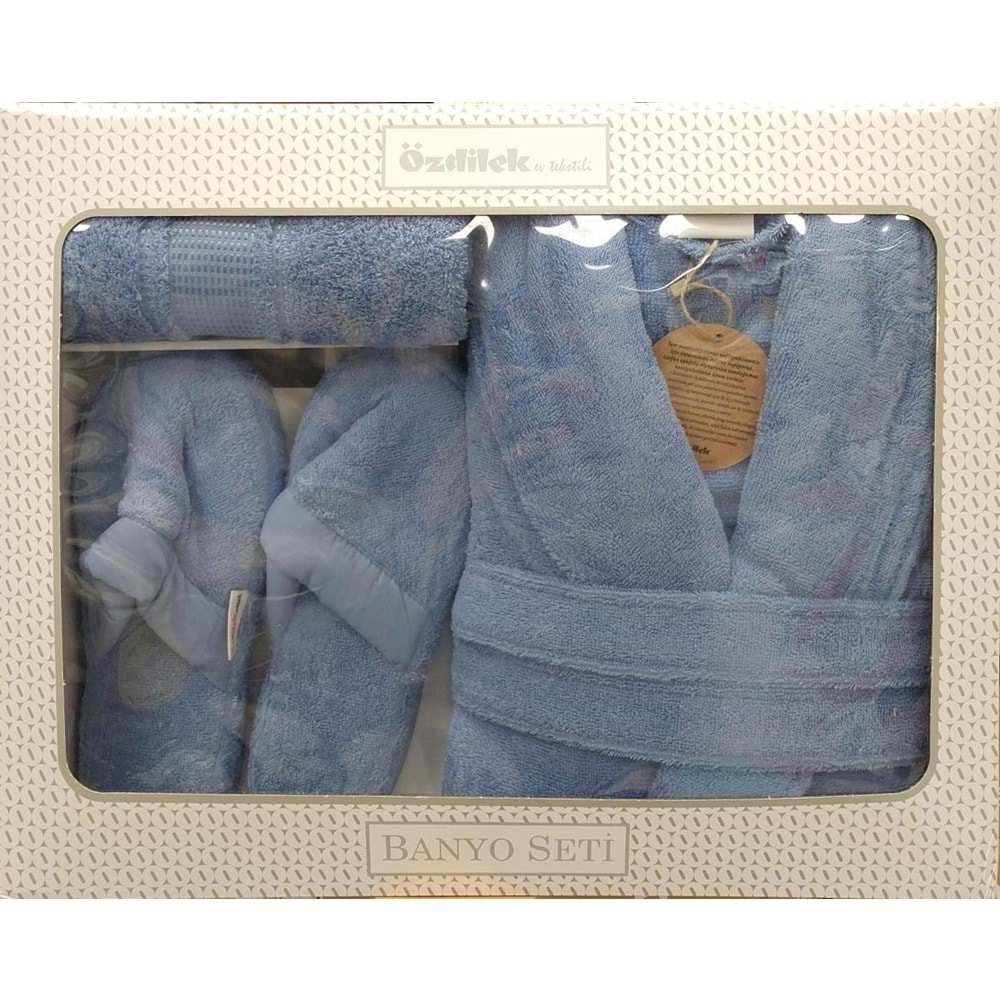 Özdilek Colourist Gök Mavi Kişisel Banyo Bornoz Seti (XL Beden)