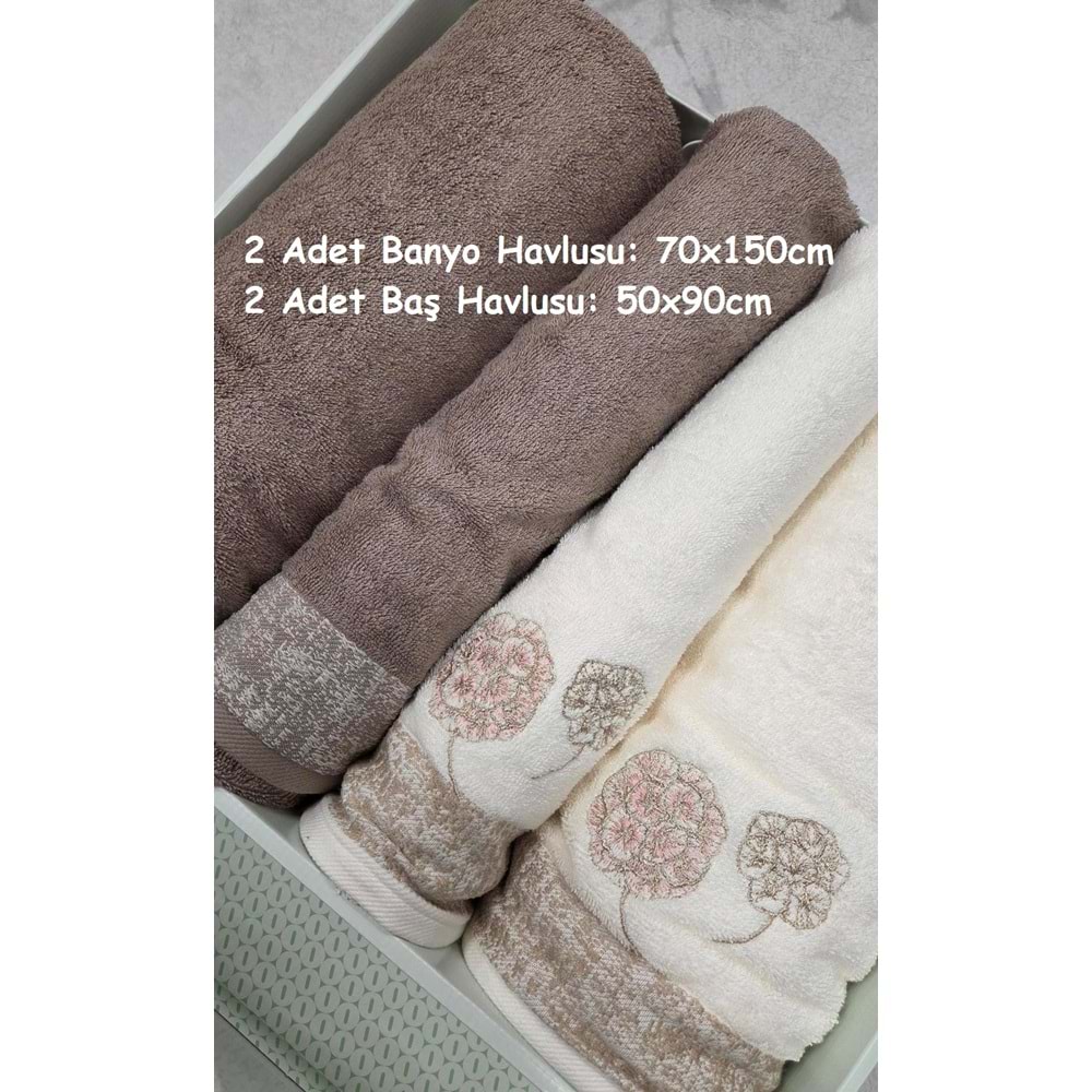Özdilek Bamboo Hamam Seti, Banyo Havlu Takımı-Phlox Krem Bej