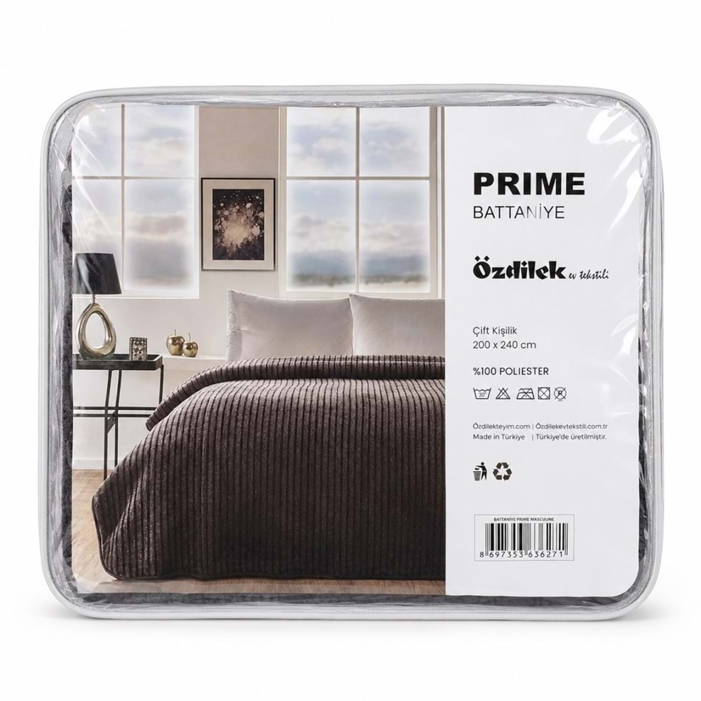 Özdilek Prime -Masculine K.Gri- Çift Kişilik Battaniye (200x240)