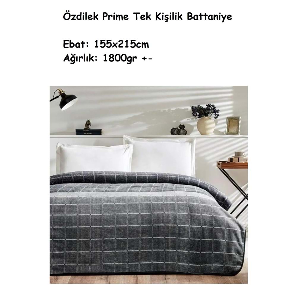 Özdilek Prime -Masculine Plate K.Gri- Tek Kişilik Battaniye (155x215)