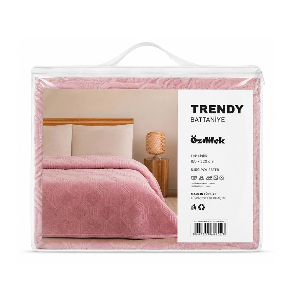 Özdilek Trendy Embos Tek Kişilik Battaniye(155x220)-Art Deco Menekşe