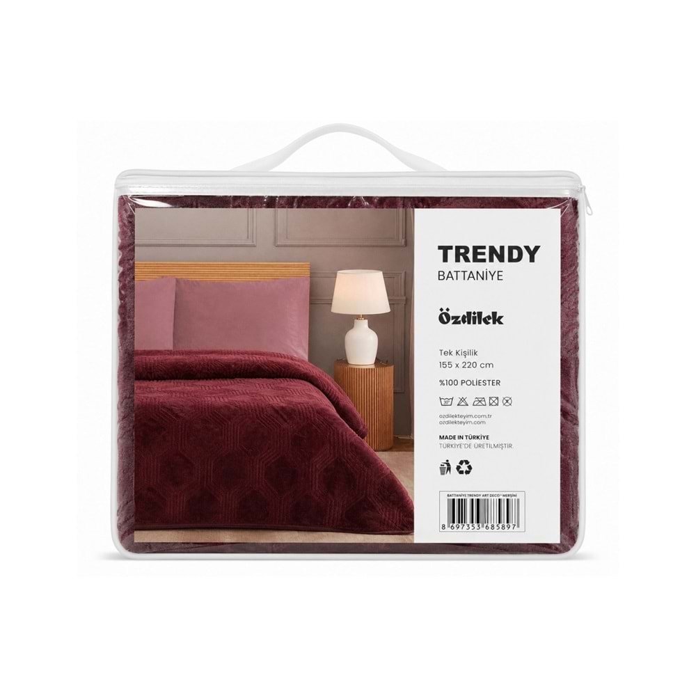 Özdilek Trendy Embos Tek Kişilik Battaniye(155x220)-Art Deco Y.Mersini