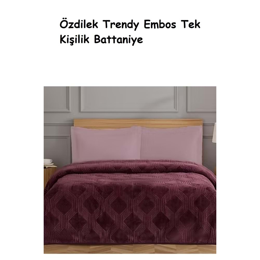 Özdilek Trendy Embos Tek Kişilik Battaniye(155x220)-Art Deco Y.Mersini