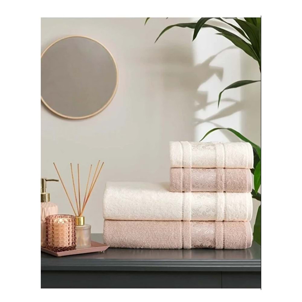Özdilek Best Hamam Seti, Banyo Havlu Takımı-Camellia Bej Krem