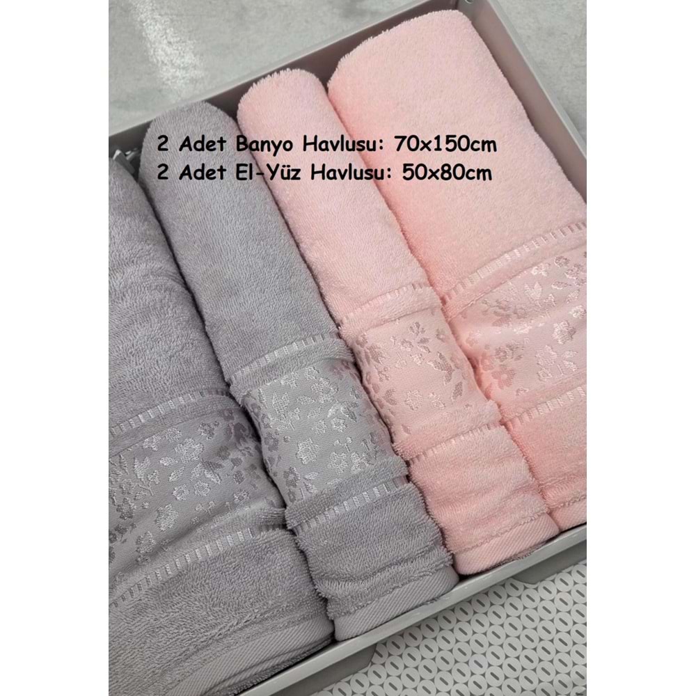 Özdilek Best Hamam Seti, Banyo Havlu Takımı-Camellia Gri Pudra