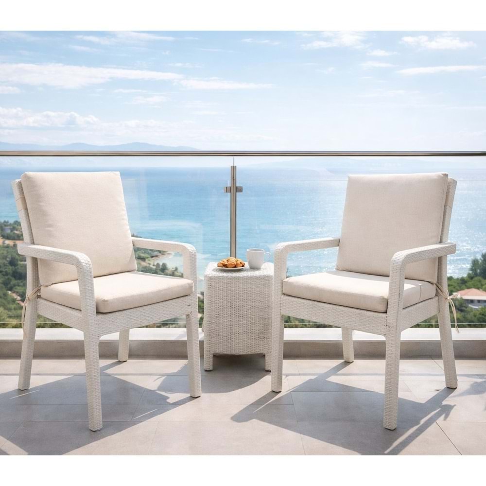 2 Adet Premium Şönil Arkalıklı Sandalye Minderi, Extra Kalın (Kalınlık 4,5cm)-A.Krem
