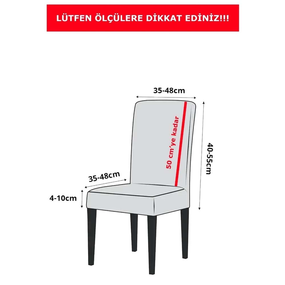 Özlü 6LI SET Jakarlı Lastikli Eteksiz Sandalye Kılıfı-Wave Gri