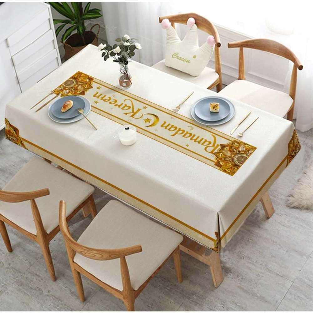 Ramazan Ayına Özel, İftarlık Leke Tutmaz, Dertsiz Masa Örtüsü (150x220) - v6 Gold