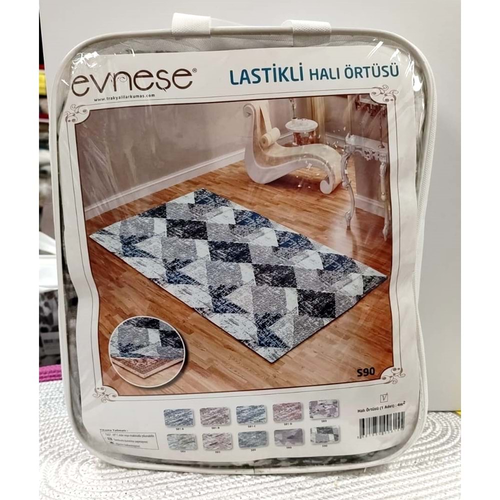 Evneşe 4m2 Lastikli Halı Örtüsü Desenli S90