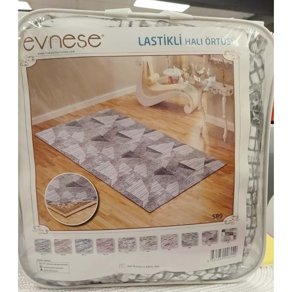 Evneşe 6m2 Lastikli Halı Örtüsü Desenli S89