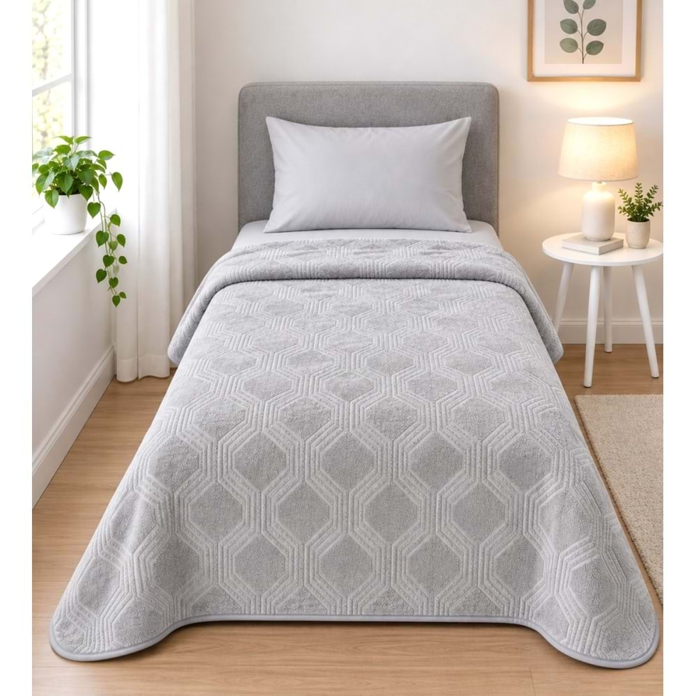Özdilek Trendy Embos Tek Kişilik Battaniye(155x220)-Art Deco Gri