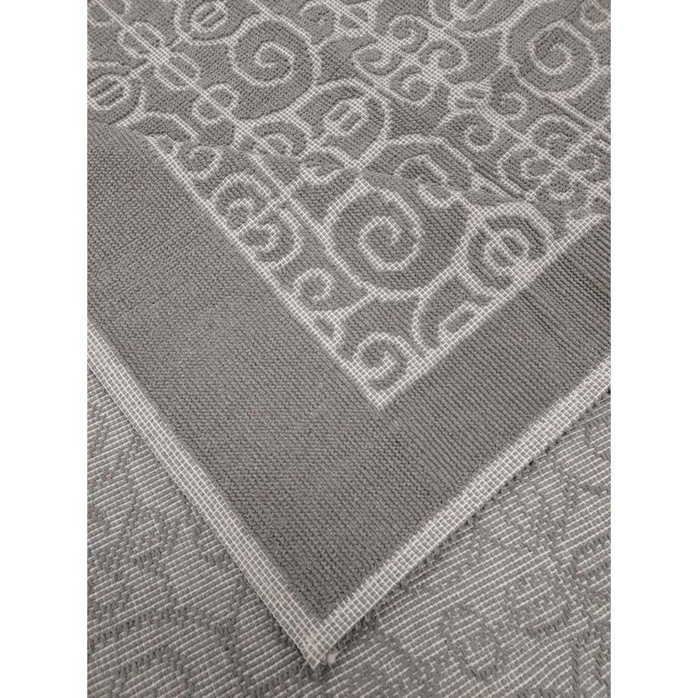 Pamuklu Bukle Lüks Kilim (140x200)-Spiral Gri