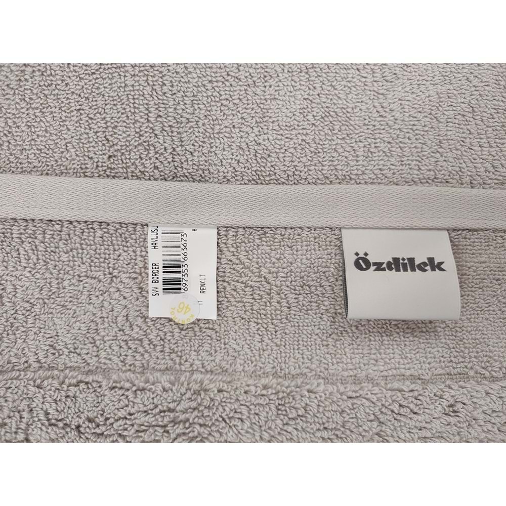 Özdilek Svv Border Büyük Boy Banyo Havlusu (89x173) - Silver (Gri)
