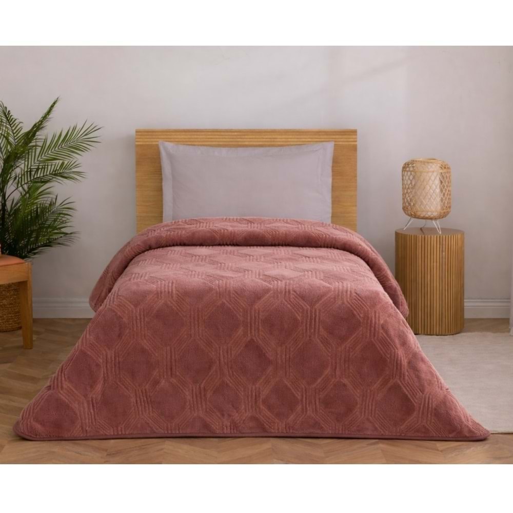 Özdilek Trendy Embos Tek Kişilik Battaniye(155x220)-Art Deco Sıcak Kahve