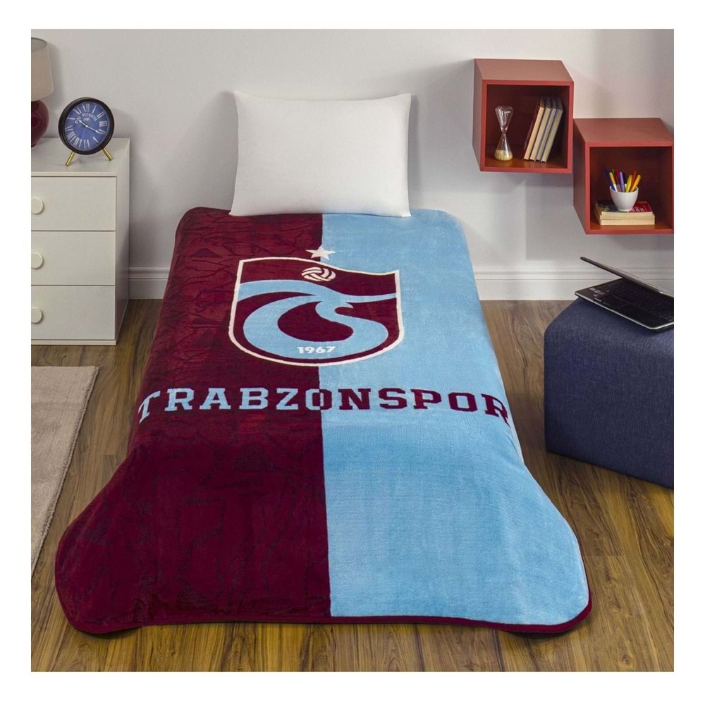 Taç Taraftar Lisanslı -Trabzonspor Parçalı- Tek Kişilik Battaniye (160x220)