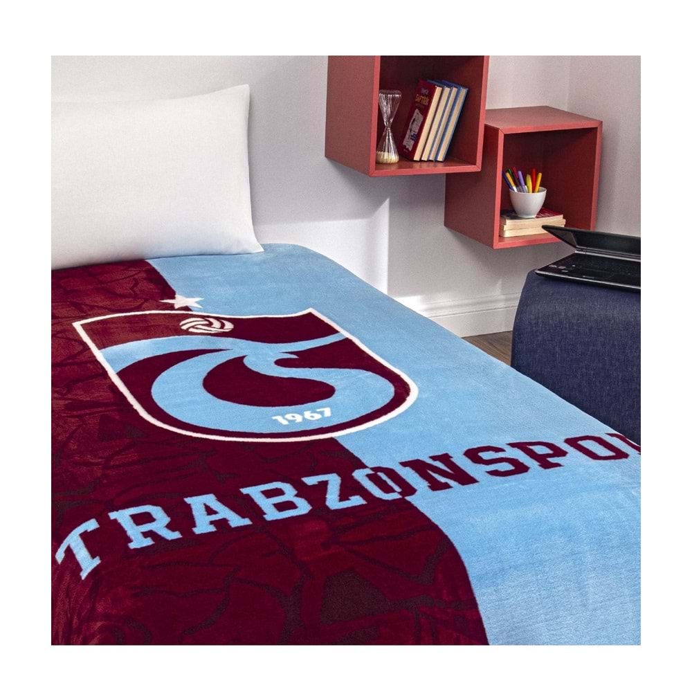 Taç Taraftar Lisanslı -Trabzonspor Parçalı- Tek Kişilik Battaniye (160x220)