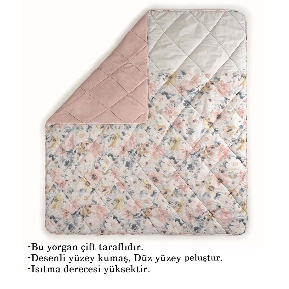 Cotton Box Velvet -Dalya Pudra- Çift Kişilik Yorgan Çift Taraflı (195x215)