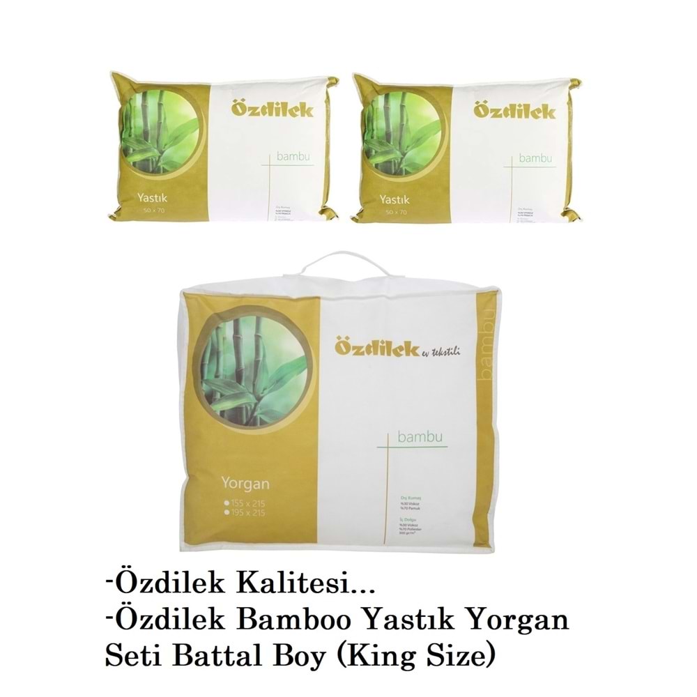 Özdilek 1 Adet Bambu Yorgan + 2 Adet Bambu Yastık (Battal King Size Set)