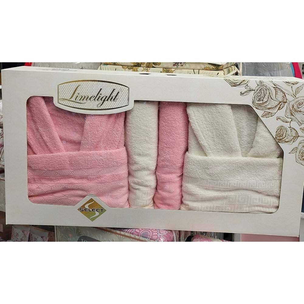 Limelight Select Ekonomik Aile Bornoz Seti (6 Parça)-Krem Pembe
