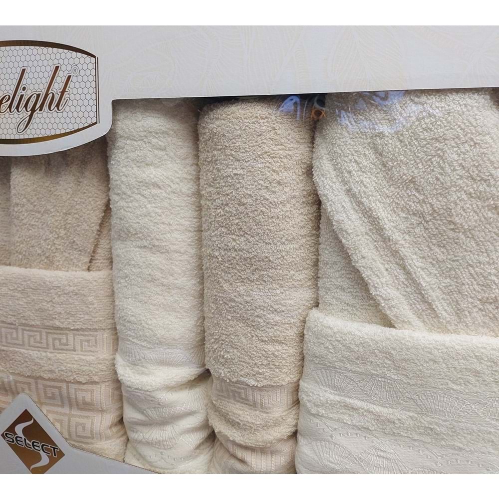 Limelight Select Ekonomik Aile Bornoz Seti (6 Parça)-Krem Kapuçino