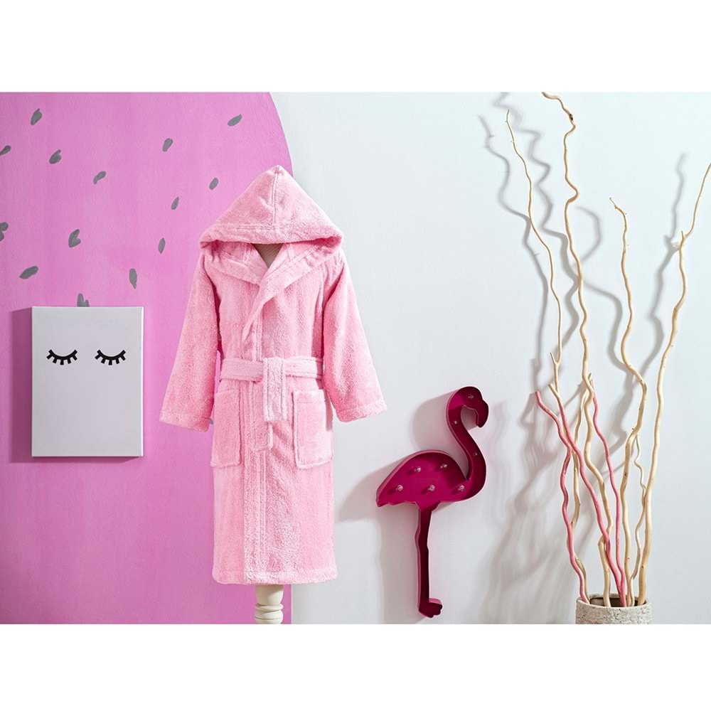 Özdilek Ashley Kapüşonlu Bambu Çocuk Bornozu 5/6 Yaş-Pembe
