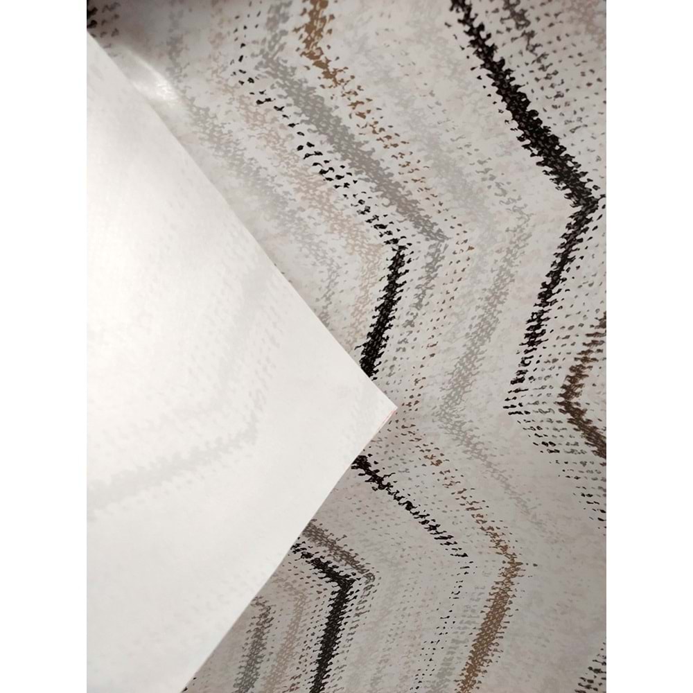 Kesme Masa Örtüsü Muşamba-Zigzag Gri Gold-140X260