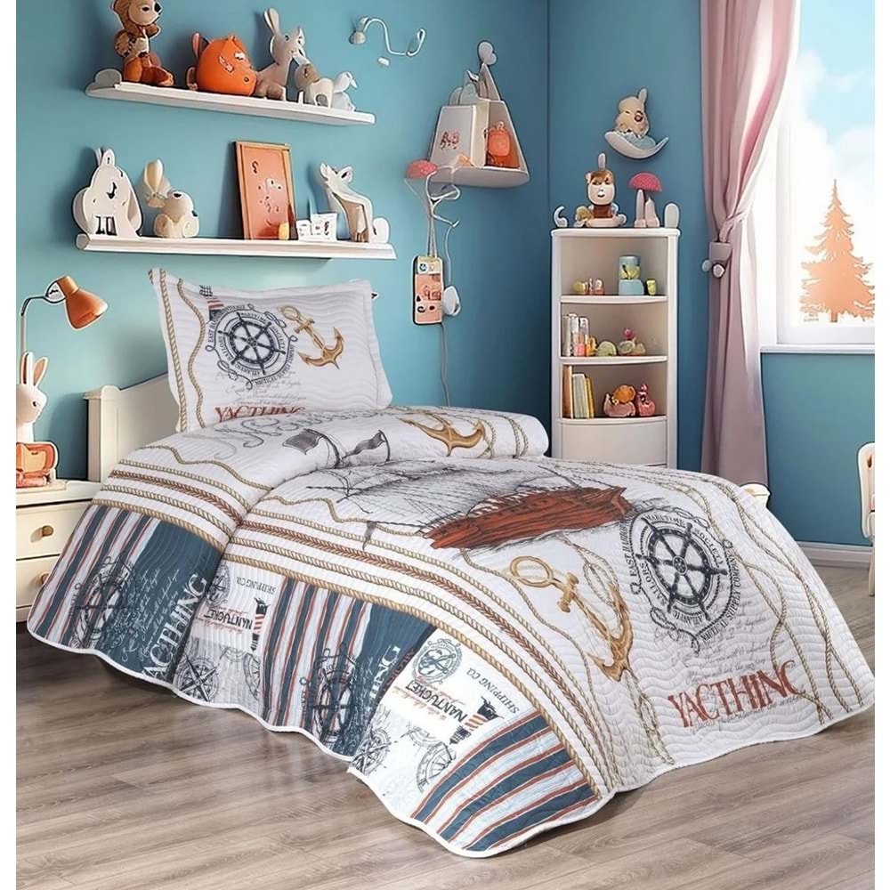 Belenay Dijital -Gemici- Tek Kişilik Kapitone Yatak Örtüsü (175x240)