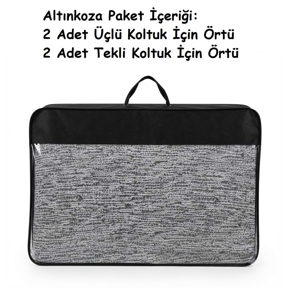 Altınkoza Still Jakarlı Streç Maxi Takım Koltuk Örtüsü (3+3+1+1)-K.Beyaz