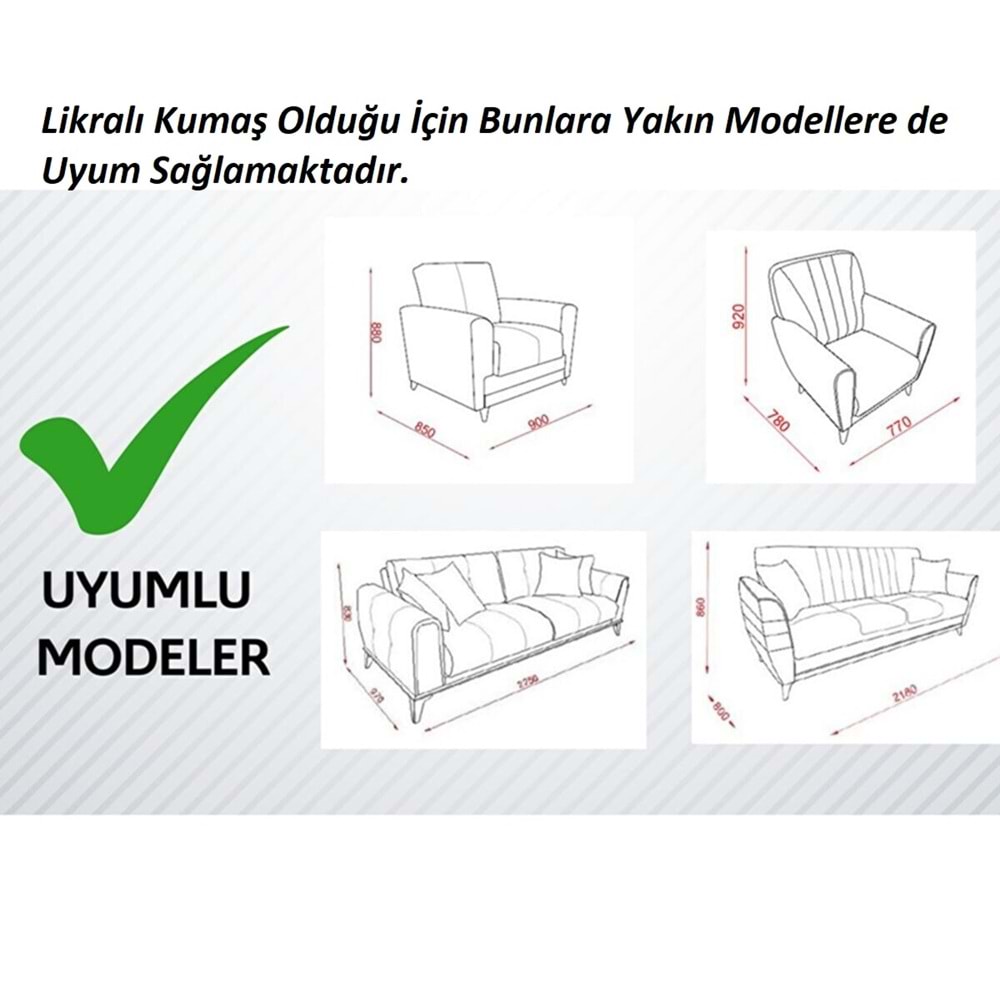 Altınkoza Still Jakarlı Streç Maxi Takım Koltuk Örtüsü (3+3+1+1)-K.Beyaz
