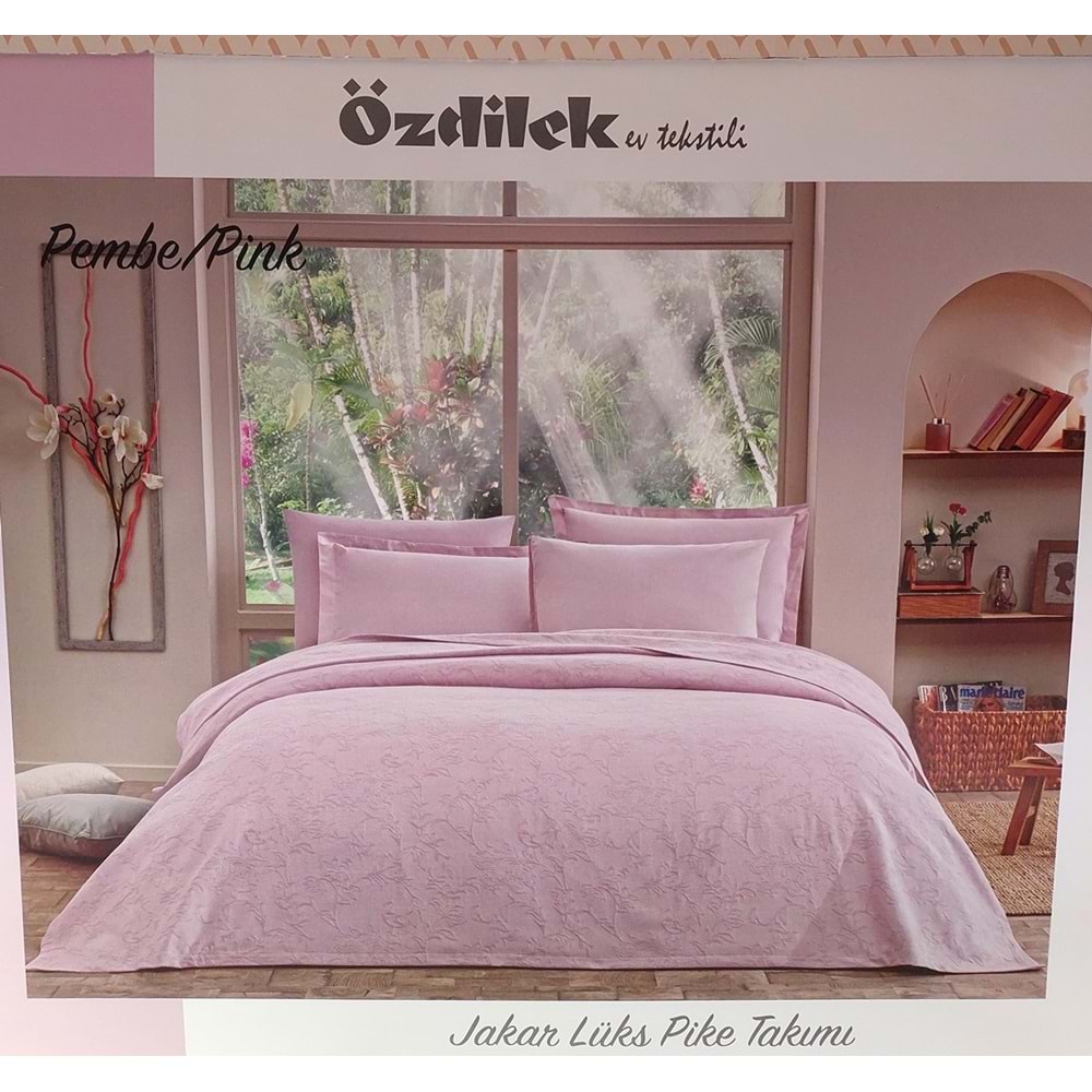 Özdilek Rf -Pembe- Jakar Lux (Z) Çift Kişilik Pike Takımı (4 Yastık Kılıflı)