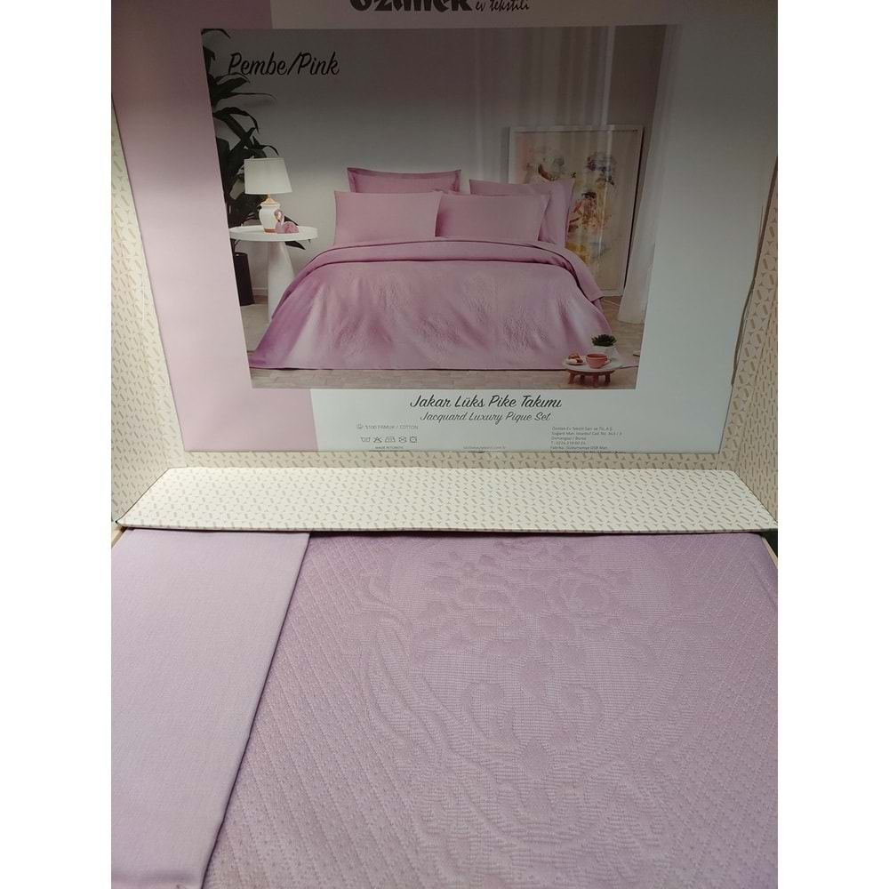 Özdilek Rf -Pembe- Jakar Lux KP (Z) Çift Kişilik Pike Takımı (4 Yastık Kılıflı)