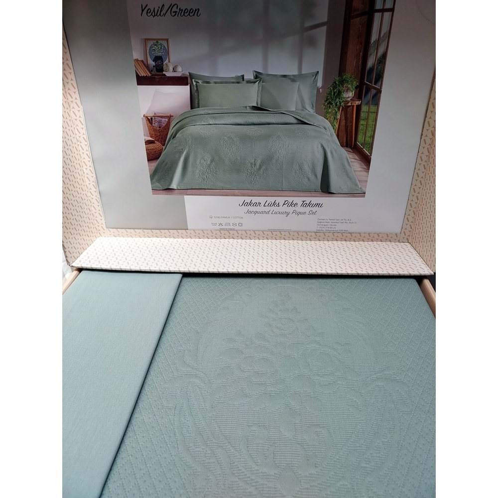 Özdilek Rf -Yeşil- Jakar Lux KP (Z) Çift Kişilik Pike Takımı (4 Yastık Kılıflı)