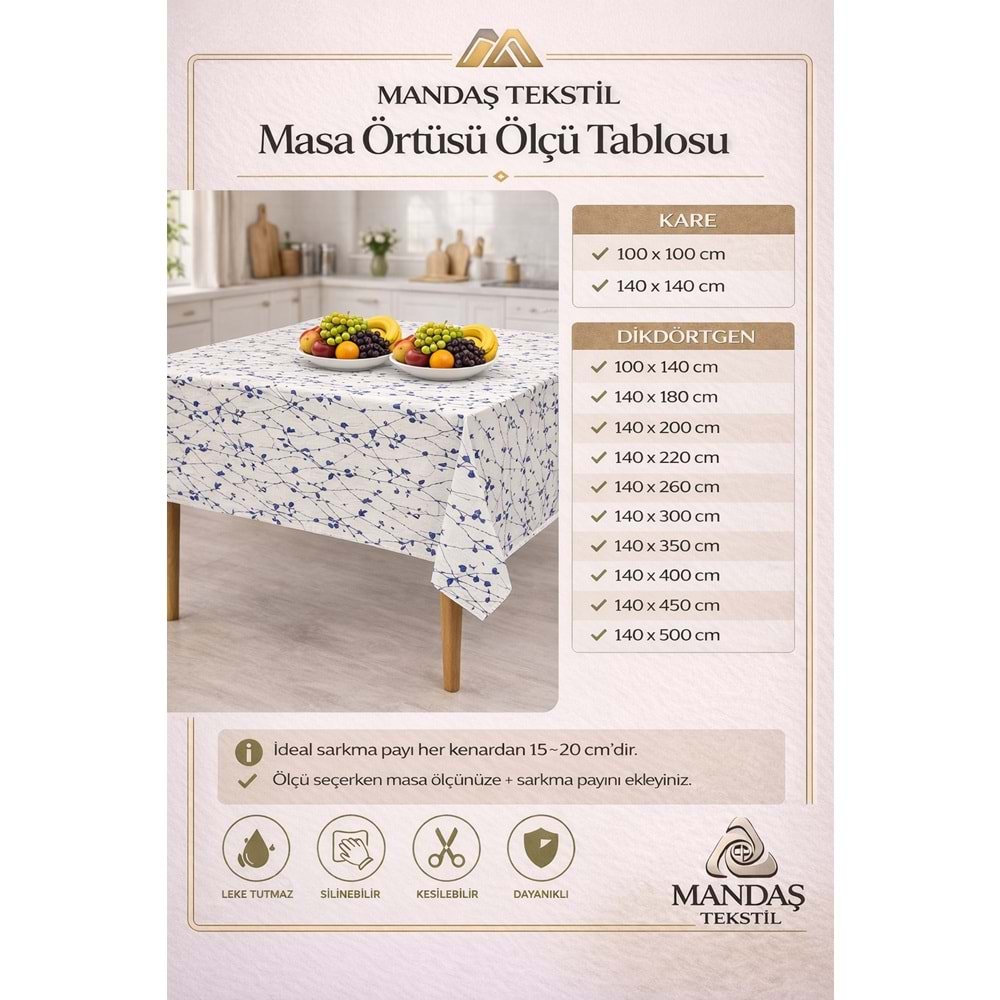 Kesme Masa Örtüsü Muşamba-Lila Beyaz Yeni