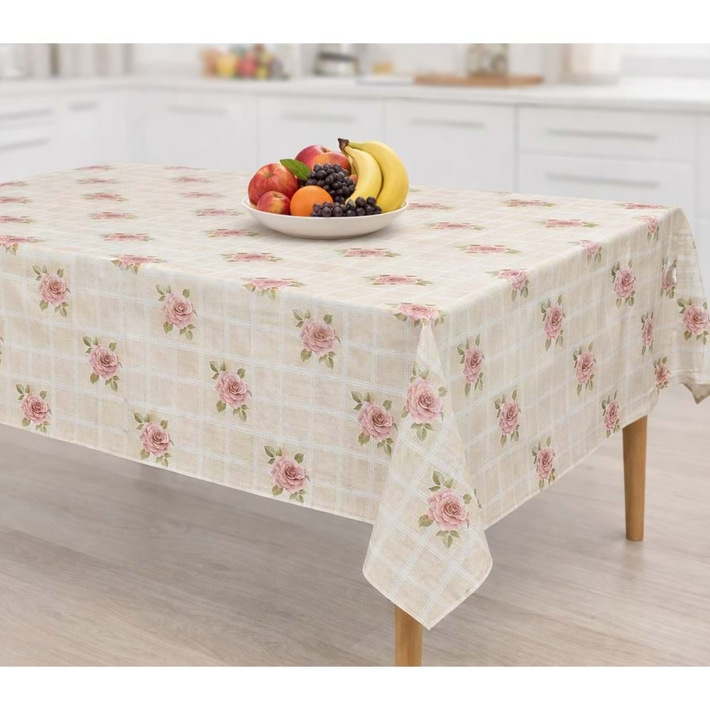 Kesme Masa Örtüsü Muşamba-Gül Çiçek Yeni - 140X140