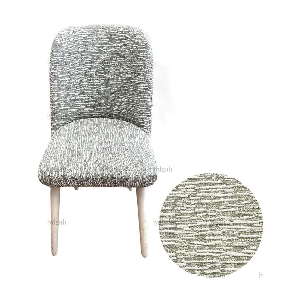 Mandaş Oval jakarlı Sandalye örtüsü Beyaz