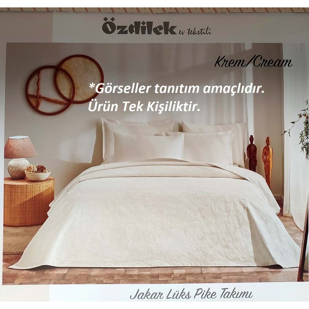 Özdilek Rf -Krem- Jakar Lux (Z) Tek Kişilik Pike Takımı (2 Yastık Kılıflı)