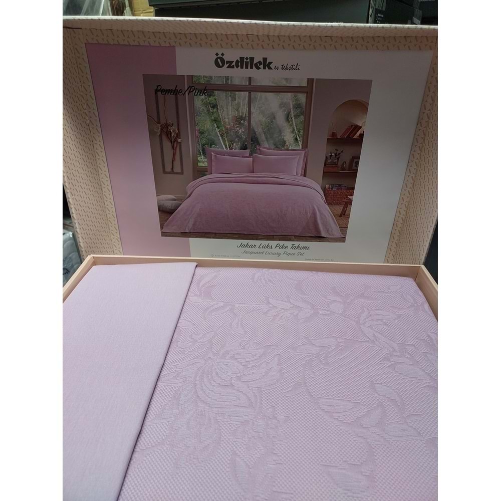 Özdilek Rf -Pembe- Jakar Lux (Z) Tek Kişilik Pike Takımı (2 Yastık Kılıflı)