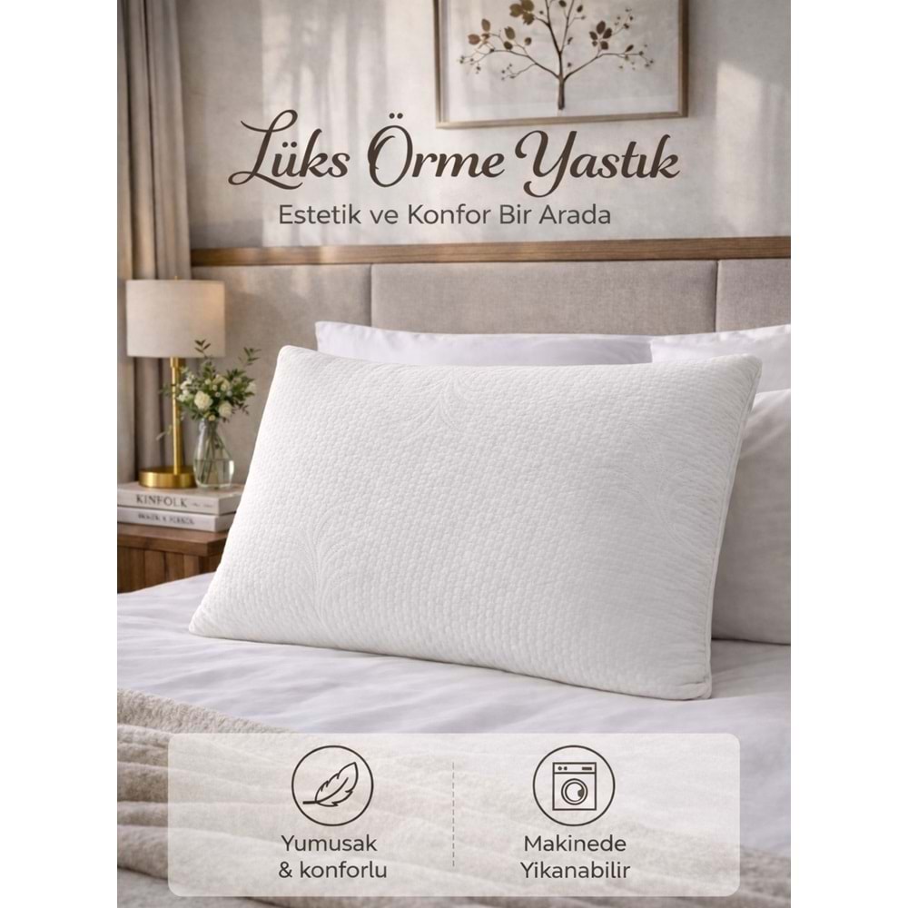 2li Dolgulu Lüks Örme Yastık (50x70)