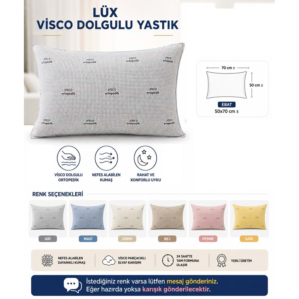2li Set Lüx Medikal Ortopedik Visco Dolgulu Yastık (50x70)