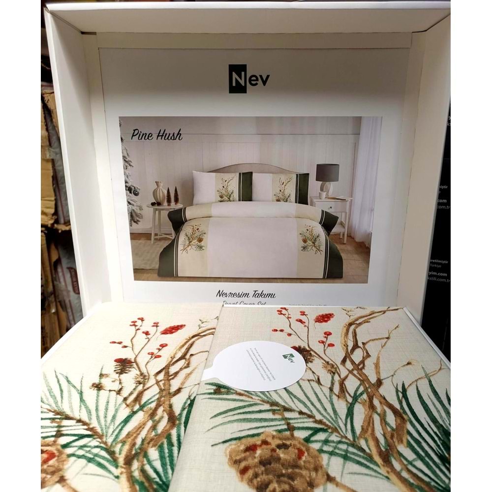 Özdilek Nev Serisi -Bej Pine Hush Özel- Çift Kişilik Nevresim Takımı