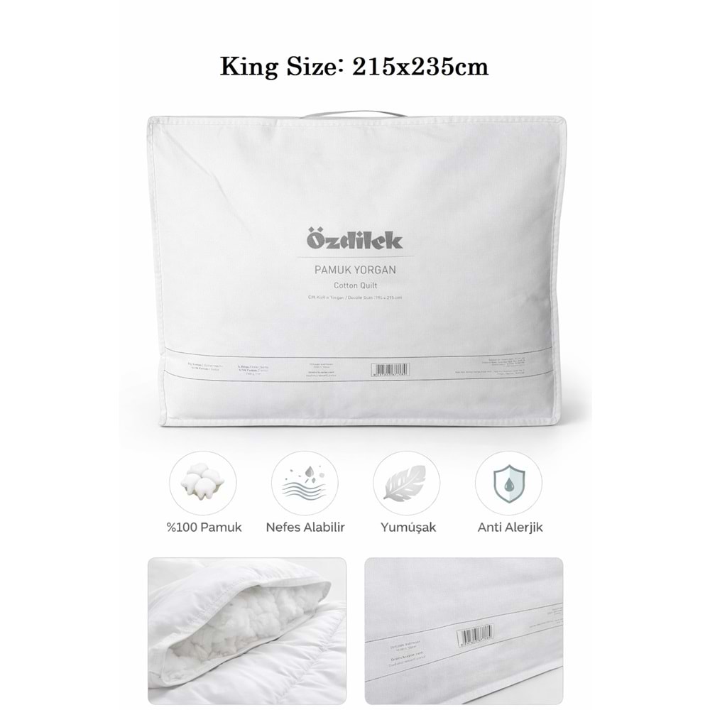 Özdilek King Size Battal Doğal %100 Pamuk Yorgan (215x235)