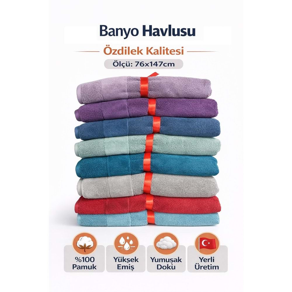 Özdilek Svv Border Kalın ve Süper Emici Yeni Seri Banyo Havlusu (76x147) - Orchid (Orkide Lilası)