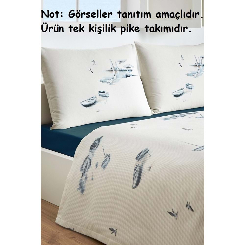 Özdilek Rf -Rowboat Mavi- Tek Kişilik Pike Takımı