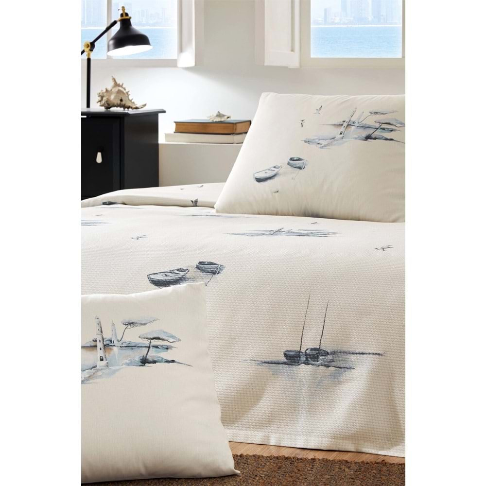Özdilek Rf -Rowboat Mavi- Tek Kişilik Pike Takımı