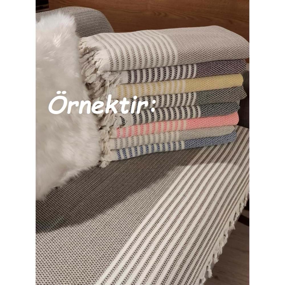 Pamuklu Kaymaz Hasır Dokuma Koltuk Örtüsü (180x220) - İndigo