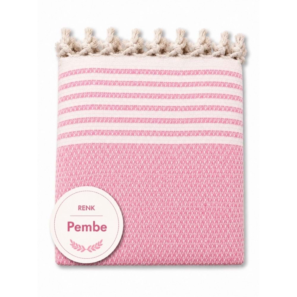 Pamuklu Kaymaz Hasır Dokuma Koltuk Örtüsü (180x220) - Pembe