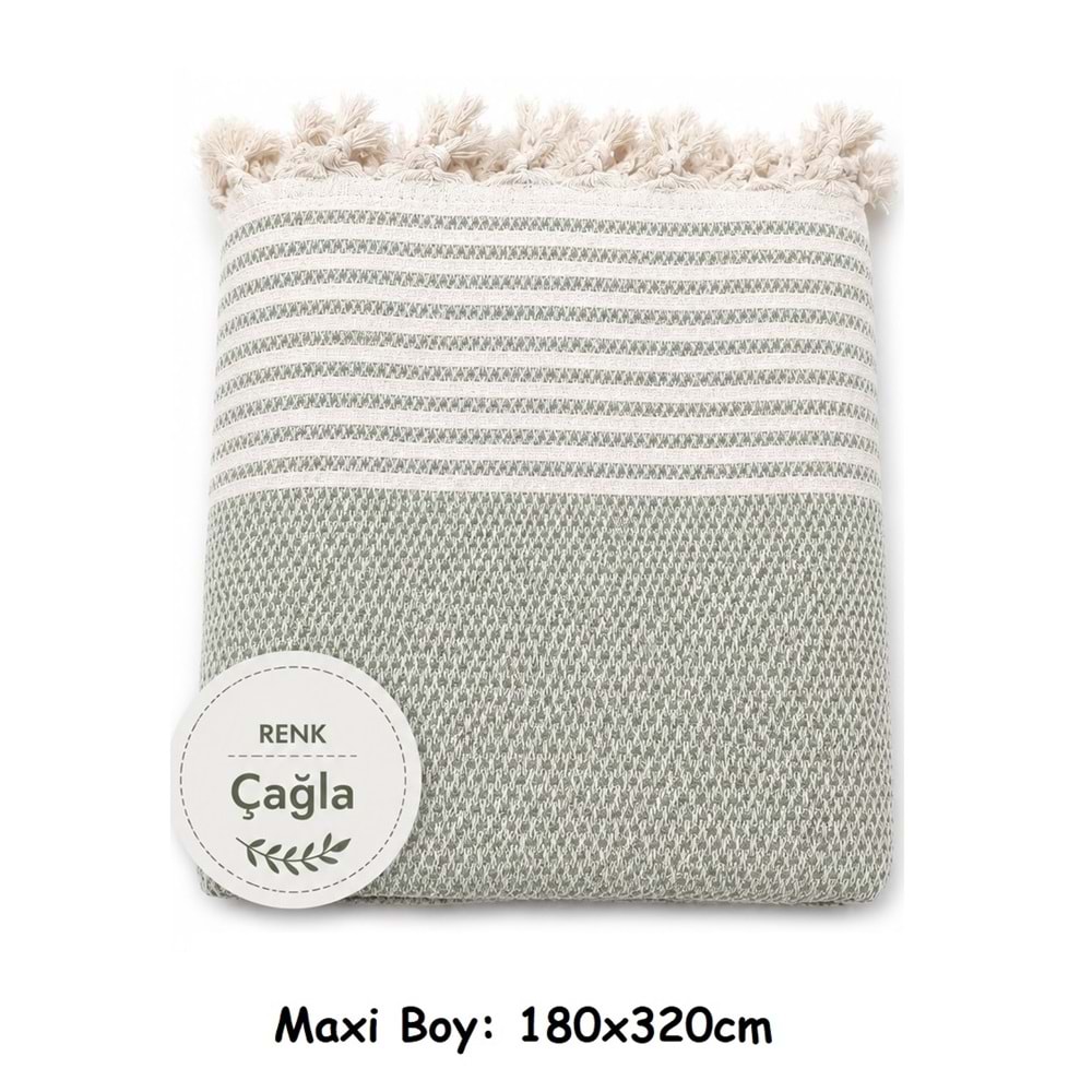 Pamuklu Kaymaz Hasır Dokuma Maxi Boy Kolları Örten Koltuk Örtüsü (180x310) - Çağla