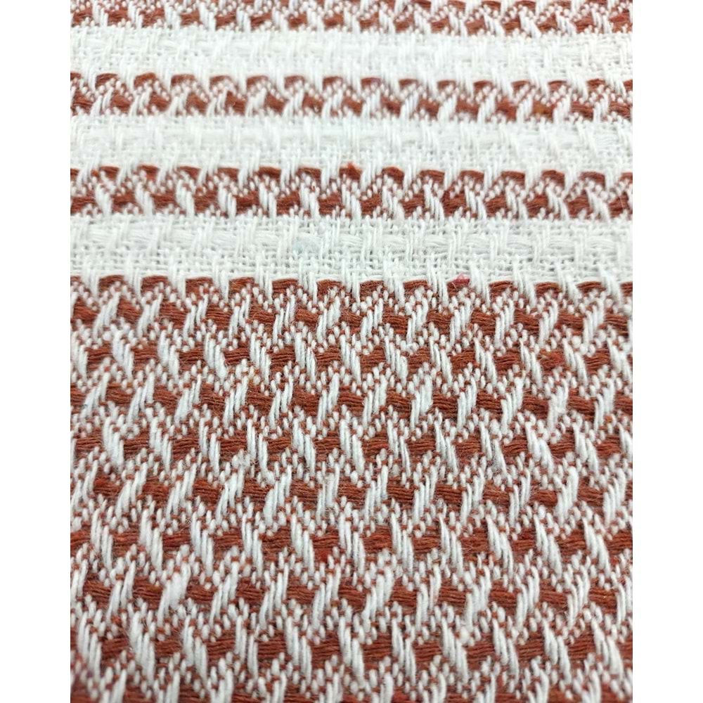 Pamuklu Kaymaz Hasır Dokuma Maxi Boy Kolları Örten Koltuk Örtüsü (180x310) - Kiremit